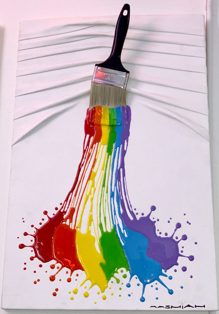 "Let's Paint", Rainbow Splash on White
