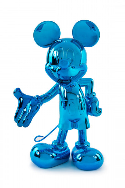 welcome mickey sculpture blue chrome