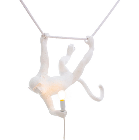 Wall Hanging Monkey Lamp OUTDOOR Version White Right